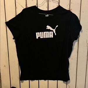 Puma Women's Black Short Sleeve Tee with‎ White Logo